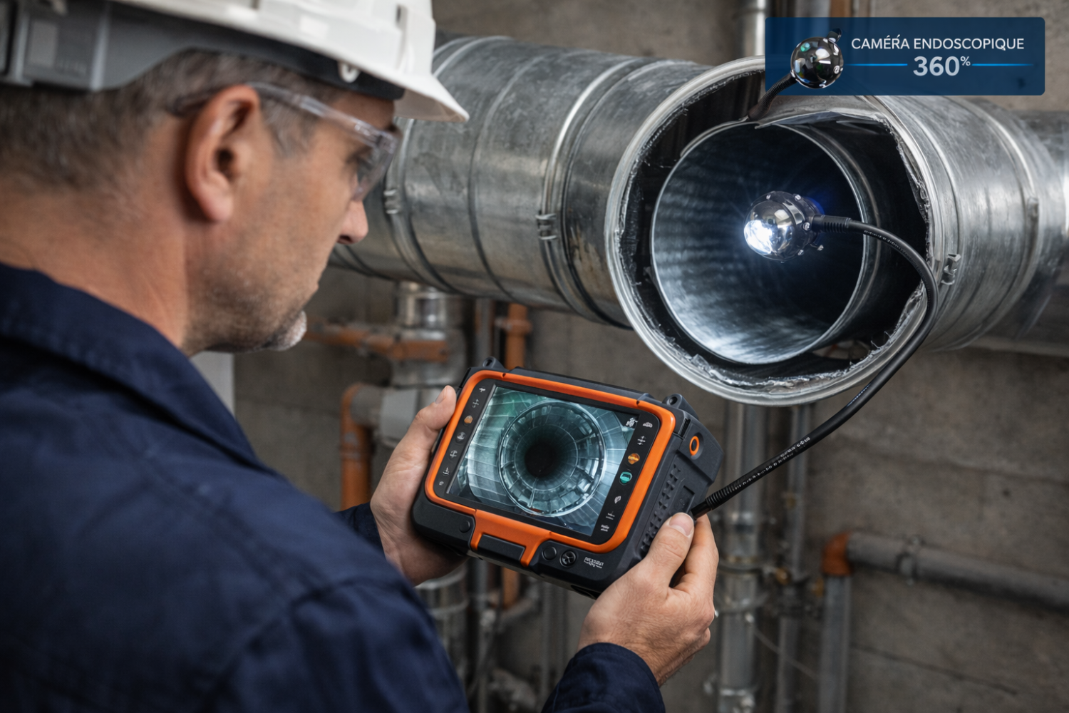 Inspection des réseaux aérauliques par caméra endoscopique